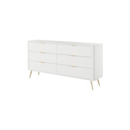 Arte Lante Chest Of Drawers 163 Cm In White - Wide Six-Drawer Storage With Modern Metal Accents - thumbnail 2