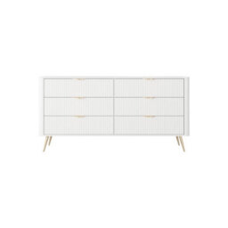 Arte Lante Chest Of Drawers 163 Cm In White - Wide Six-Drawer Storage With Modern Metal Accents - thumbnail 4