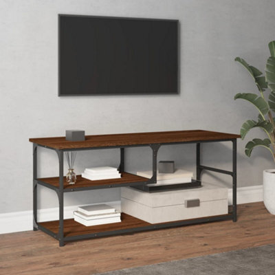 Berkfield Tv Cabinet Brown Oak 103X38X46.5 Cm Engineered Wood And Steel - image 1