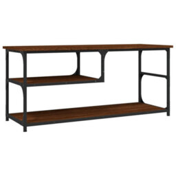 Berkfield Tv Cabinet Brown Oak 103X38X46.5 Cm Engineered Wood And Steel - thumbnail 2