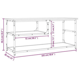 Berkfield Tv Cabinet Brown Oak 103X38X46.5 Cm Engineered Wood And Steel - thumbnail 9