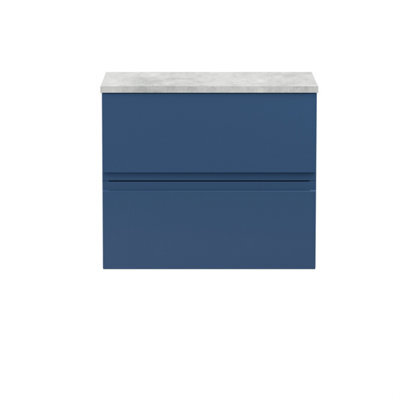 Hudson Reed Urban Satin Blue Wall Hung 2 Drawer Vanity Unit And Laminate Worktop With Silent Close, 522 X 605 X 390 - image 1