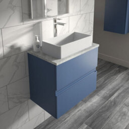 Hudson Reed Urban Satin Blue Wall Hung 2 Drawer Vanity Unit And Laminate Worktop With Silent Close, 522 X 605 X 390 - thumbnail 2