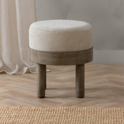 Voyage Maison Yard Ebbett Ecru Wooden Footstool - thumbnail 2