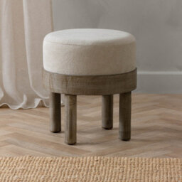 Voyage Maison Yard Ebbett Ecru Wooden Footstool - thumbnail 1