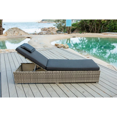 Palma Rattan Sun Lounger With Cushions Patio Sun Bed - image 1