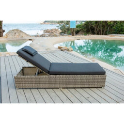 Palma Rattan Sun Lounger With Cushions Patio Sun Bed - thumbnail 1