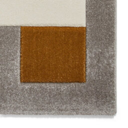 Grey Yellow Modern Geometric Bordered Chequered Machine Made Rug For Living Room Bedroom And Dining Room-120Cm X 170Cm - thumbnail 5