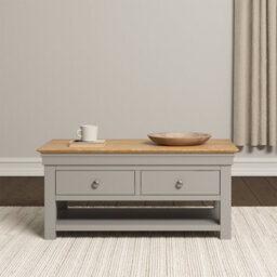 Seconique Bordeaux 2 Drawer Coffee Table - Pebble Grey/oak  Fully Assembled