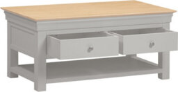 Seconique Bordeaux 2 Drawer Coffee Table - Pebble Grey/oak  Fully Assembled - thumbnail 3