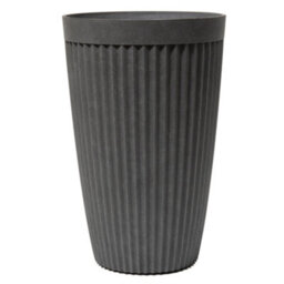 Primrose Tall Round Grey Ribbed Textured Planter Plant Pot 60Cm
