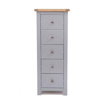 Cabinet Bits Mirano 5 Drawer Narrow Chest Of Drawers Brass Knob - image 1