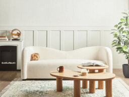 Beliani Sofa 3 Seater Veltada Velvet Off-White - thumbnail 2
