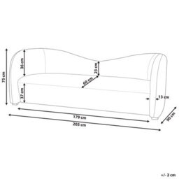 Beliani Sofa 3 Seater Veltada Velvet Off-White - thumbnail 3