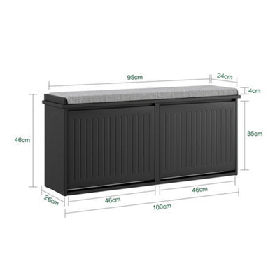 Sobuy Fsr98-Xl-Sch, Shoe Storage Bench With Cushion - Shoe Rack & Cabinet With Flip Drawers, Modern Design,black,w100Xd26Xh46 - image 1