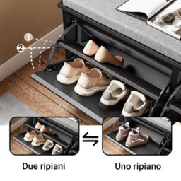Sobuy Fsr98-Xl-Sch, Shoe Storage Bench With Cushion - Shoe Rack & Cabinet With Flip Drawers, Modern Design,black,w100Xd26Xh46 - thumbnail 7