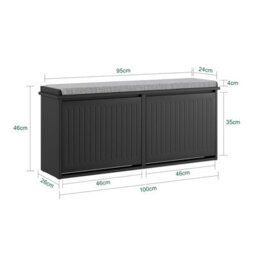 Sobuy Fsr98-Xl-Sch, Shoe Storage Bench With Cushion - Shoe Rack & Cabinet With Flip Drawers, Modern Design,black,w100Xd26Xh46 - thumbnail 4
