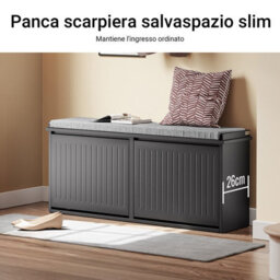 Sobuy Fsr98-Xl-Sch, Shoe Storage Bench With Cushion - Shoe Rack & Cabinet With Flip Drawers, Modern Design,black,w100Xd26Xh46 - thumbnail 3