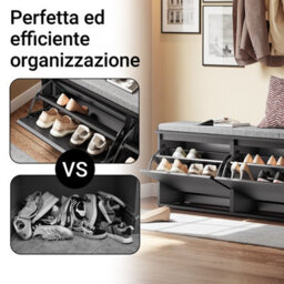 Sobuy Fsr98-Xl-Sch, Shoe Storage Bench With Cushion - Shoe Rack & Cabinet With Flip Drawers, Modern Design,black,w100Xd26Xh46 - thumbnail 5