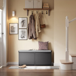 Sobuy Fsr98-Xl-Sch, Shoe Storage Bench With Cushion - Shoe Rack & Cabinet With Flip Drawers, Modern Design,black,w100Xd26Xh46 - thumbnail 2