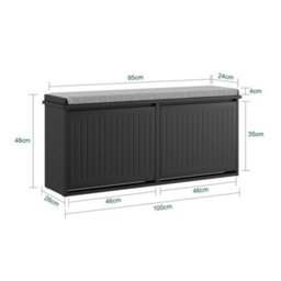 Sobuy Fsr98-Xl-Sch, Shoe Storage Bench With Cushion - Shoe Rack & Cabinet With Flip Drawers, Modern Design,black,w100Xd26Xh46 - thumbnail 1