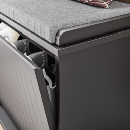 Sobuy Fsr98-Xl-Sch, Shoe Storage Bench With Cushion - Shoe Rack & Cabinet With Flip Drawers, Modern Design,black,w100Xd26Xh46 - thumbnail 8