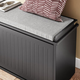 Sobuy Fsr98-Xl-Sch, Shoe Storage Bench With Cushion - Shoe Rack & Cabinet With Flip Drawers, Modern Design,black,w100Xd26Xh46 - thumbnail 9