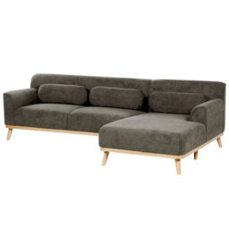 Beliani Corner Sofa 3 Seater Simos Corduroy Dark Green Left Hand - thumbnail 5