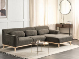 Beliani Corner Sofa 3 Seater Simos Corduroy Dark Green Left Hand - thumbnail 2