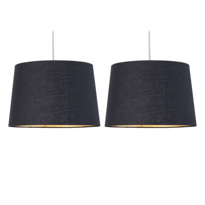 First Choice Lighting Set Of 2 Zoey Black With Gold Inner Easy Fit Pendant Or Lamp Shades - image 1