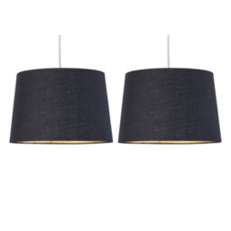 First Choice Lighting Set Of 2 Zoey Black With Gold Inner Easy Fit Pendant Or Lamp Shades - thumbnail 1