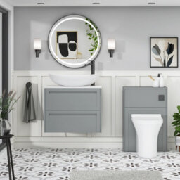Royal Bathrooms Royal Bathroom Elmore 700mm Matt Pebble Grey Wall Mounted Countertop Bathroom Vanity Unit 2 Drawer With Cesar Basin - thumbnail 5