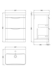 Balterley Aldershawe 600mm Floor Standing 2 Drawer Vanity Unit With Ceramic Basin - Gloss White - thumbnail 5