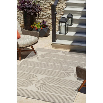 Melrose Eden Multi Patterned Natural Arc Design Indoor Outdoor 3mm Pile Height Medium Area Rug - 120/170Cm - image 1