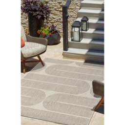 Melrose Eden Multi Patterned Natural Arc Design Indoor Outdoor 3mm Pile Height Medium Area Rug - 120/170Cm - thumbnail 1
