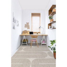 Melrose Eden Multi Patterned Natural Arc Design Indoor Outdoor 3mm Pile Height Medium Area Rug - 120/170Cm - thumbnail 4