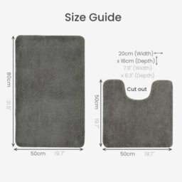 Allure Bath Fashions Deep Pile Microfibre Non Slip Bath Mat Set - Charcoal Grey - thumbnail 6
