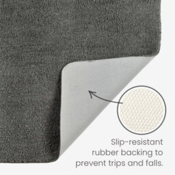 Allure Bath Fashions Deep Pile Microfibre Non Slip Bath Mat Set - Charcoal Grey - thumbnail 4