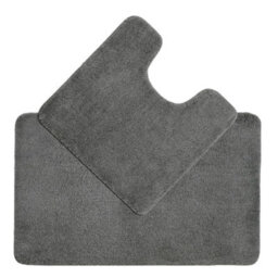 Allure Bath Fashions Deep Pile Microfibre Non Slip Bath Mat Set - Charcoal Grey - thumbnail 1