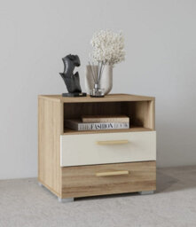 Arte Vertina 22 Small Efficient Bedside Table W460mm H450mm D410mm - Oak And Beige, 2 Drawers, Open Compartment - thumbnail 4