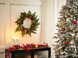 Beliani Christmas Wreath Led Whitehorn Dark Green 50 Cm - thumbnail 2
