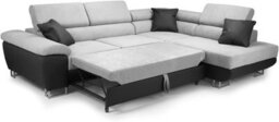 Anton - Sofa - Storage - Sofa Bed - Black/grey - Faux Leather/fabric Black/grey, Right Arm Corner - thumbnail 6