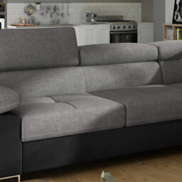 Anton - Sofa - Storage - Sofa Bed - Black/grey - Faux Leather/fabric Black/grey, Right Arm Corner - thumbnail 3