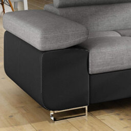 Anton - Sofa - Storage - Sofa Bed - Black/grey - Faux Leather/fabric Black/grey, Right Arm Corner - thumbnail 2