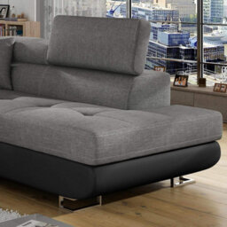 Anton - Sofa - Storage - Sofa Bed - Black/grey - Faux Leather/fabric Black/grey, Right Arm Corner - thumbnail 5
