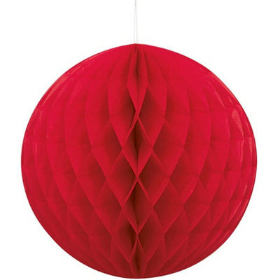 Shop4allsorts Red Honeycomb Paper Ball Christmas Wedding Decoration Hanging Ball 20Cm Wide - image 1