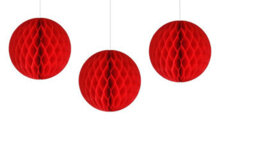 Shop4allsorts Red Honeycomb Paper Ball Christmas Wedding Decoration Hanging Ball 20Cm Wide - thumbnail 2