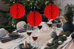 Shop4allsorts Red Honeycomb Paper Ball Christmas Wedding Decoration Hanging Ball 20Cm Wide - thumbnail 3