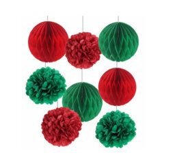 Shop4allsorts Red Honeycomb Paper Ball Christmas Wedding Decoration Hanging Ball 20Cm Wide - thumbnail 4