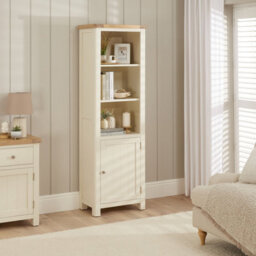 The Furniture Market Marbury Cream Painted Tall Narrow Bookcase With 1 Door Cupboard - thumbnail 3
